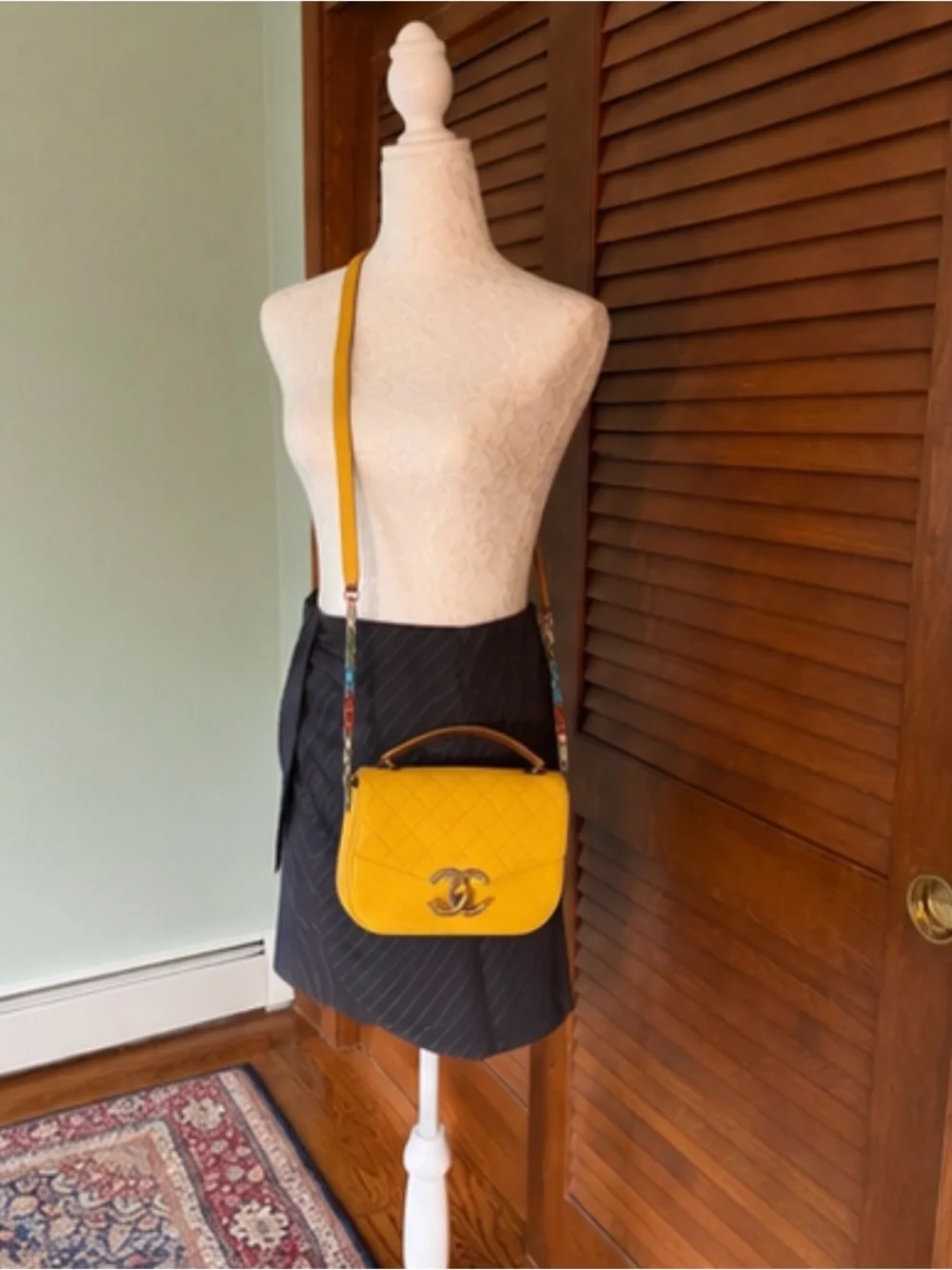Authentic Chanel 17C Coco Cuba Handle Yellow Caviar Rainbow CC Flap